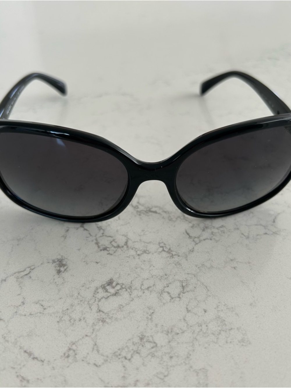 PRADA SPR 08O 1AB-5W1 BLACK W/GOLD METAL LOGO POLARIZED SUNGLASSES 57-17 130 - Picture 4 of 9